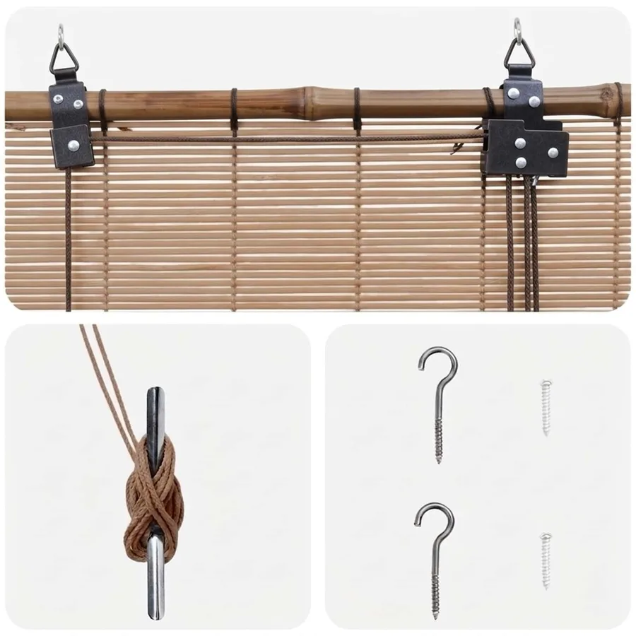 Store enrouleur Marron 110 x 220 cm Bambou - 3