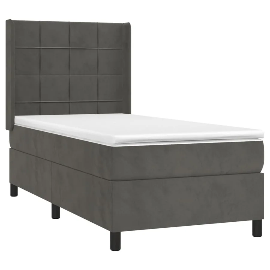 Sommier à lattes de lit et matelas Gris foncé 90x190 cm Velours - 3