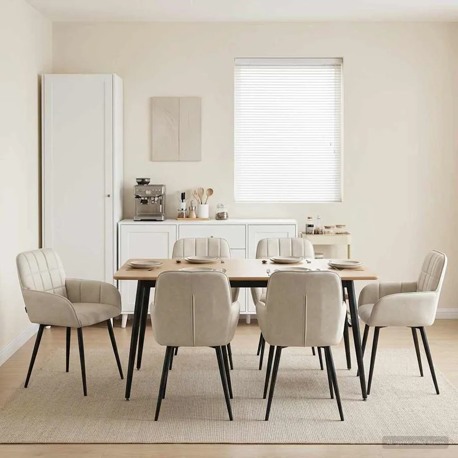 Chaises de salle à manger 6 pcs Velours Crème 57 x 50 x 85 cm