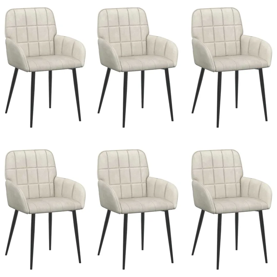 Chaises de salle à manger 6 pcs Velours Crème 57 x 50 x 85 cm - 2