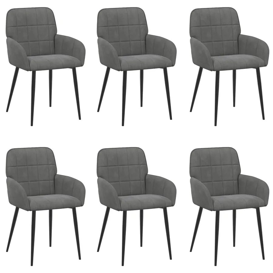 Chaises de salle à manger 6 pcs Velours Gris foncé - 2