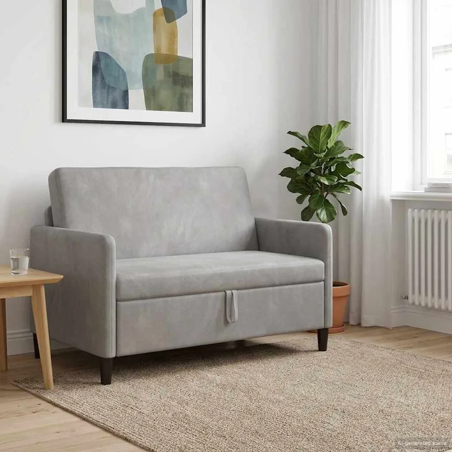 Sofa avec rangement Gris clair 122 x 78 x 87 cm Polyester