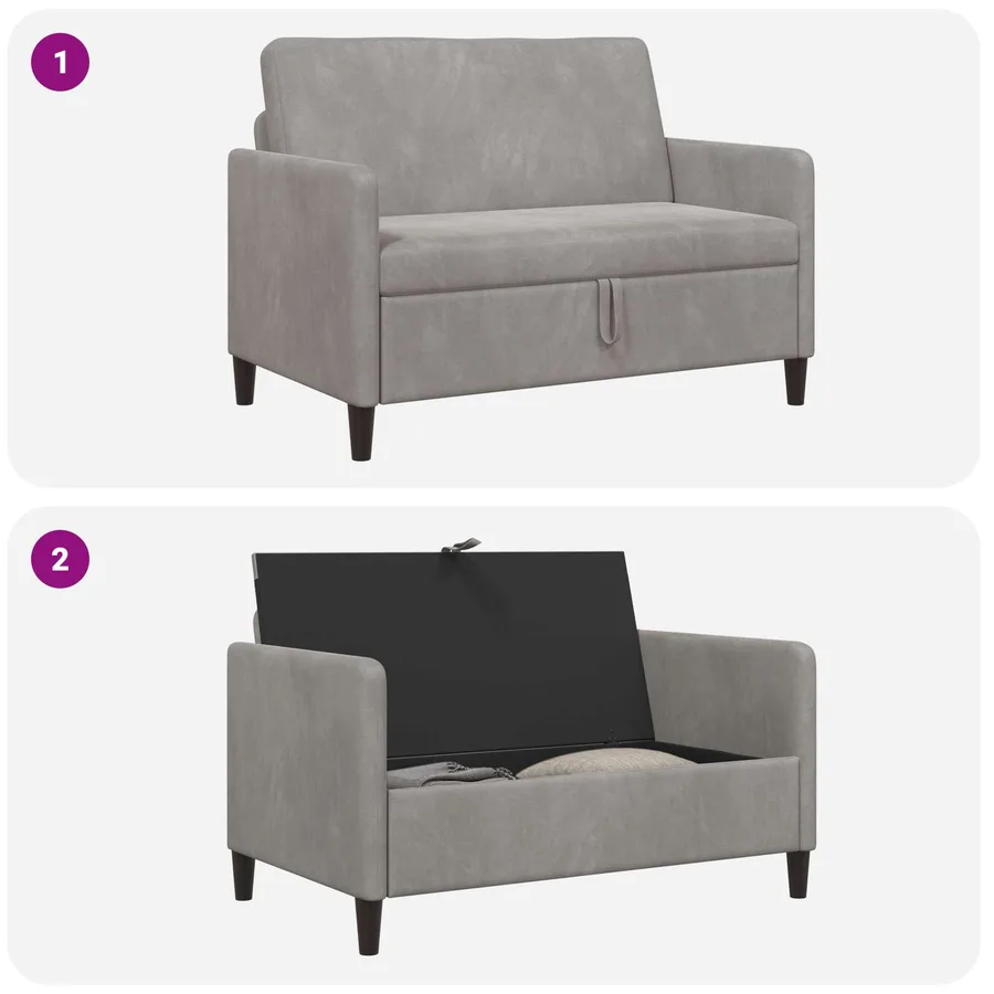 Sofa avec rangement Gris clair 122 x 78 x 87 cm Polyester - 6