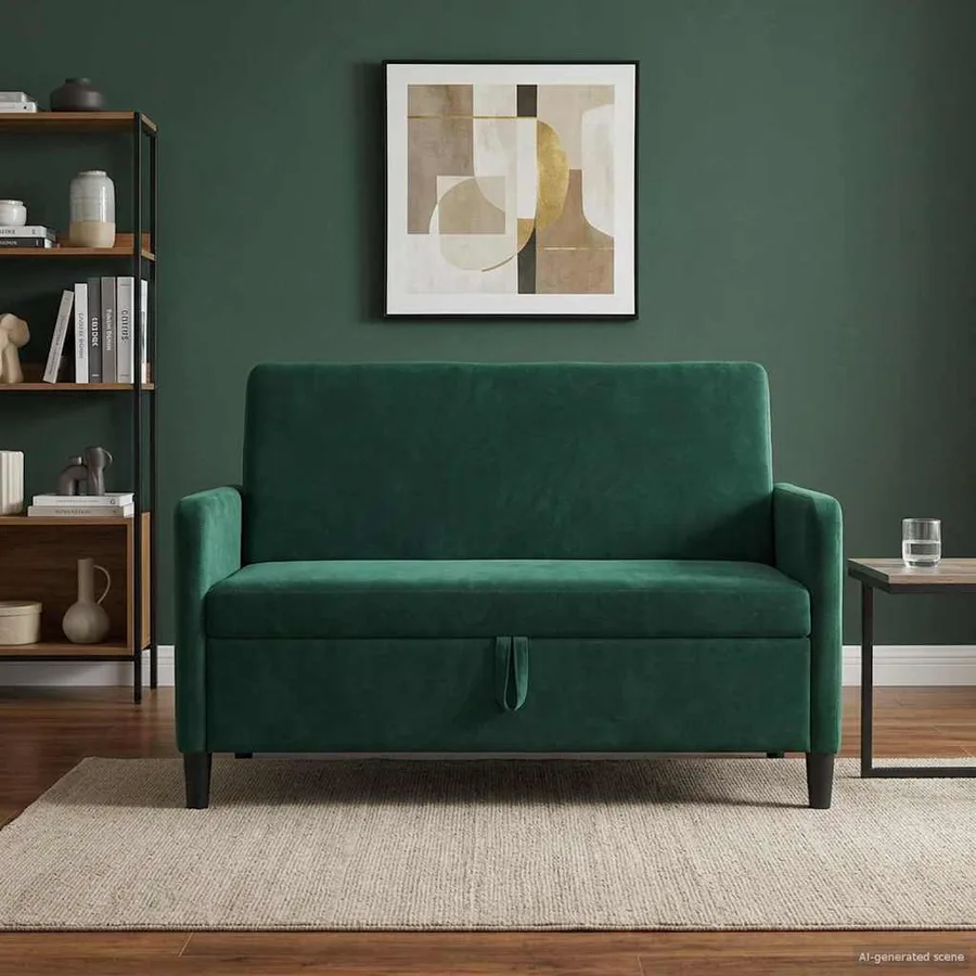 Sofa avec rangement Vert foncé 122 x 78 x 87 cm Polyester - 3
