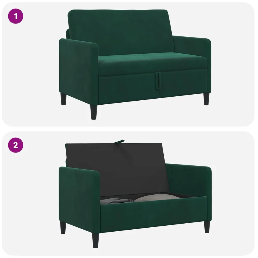 Sofa avec rangement Vert foncé 122 x 78 x 87 cm Polyester - 6