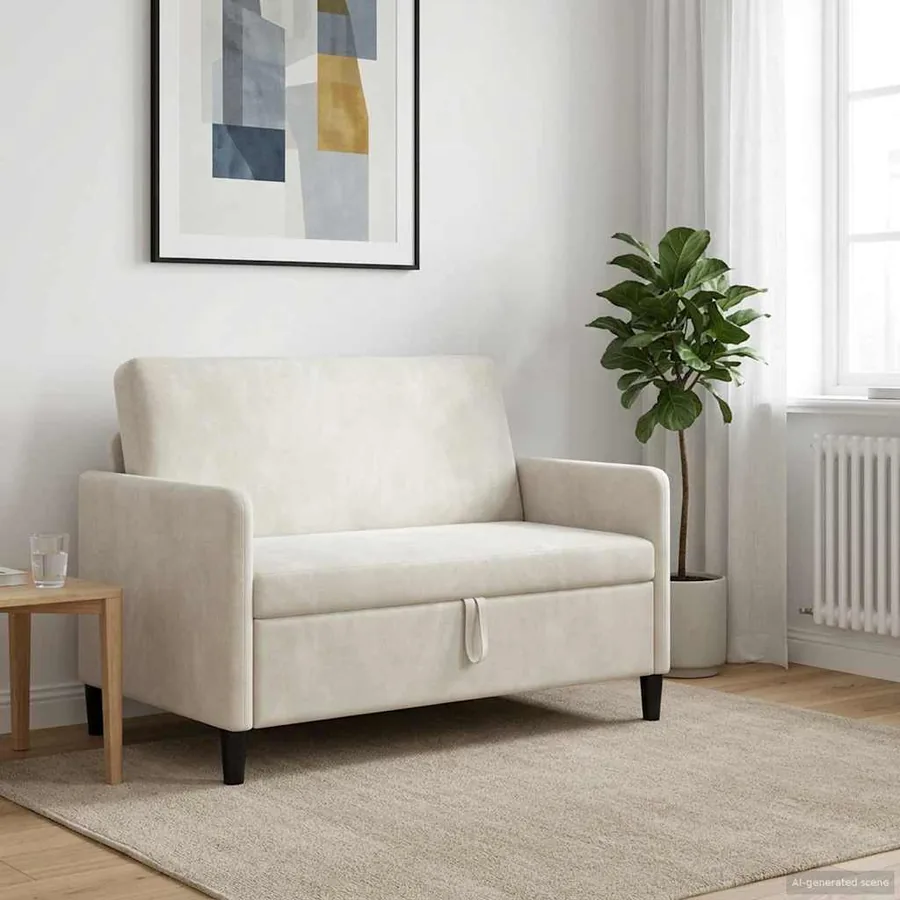 Sofa avec rangement Crème 122 x 78 x 87 cm Polyester
