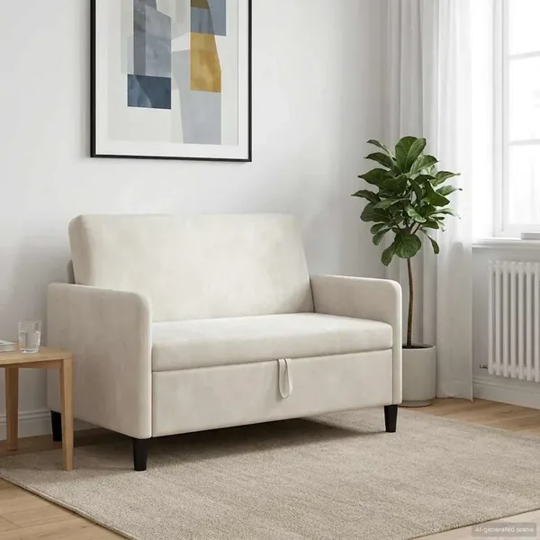 Sofa avec rangement Crème 122 x 78 x 87 cm Polyester