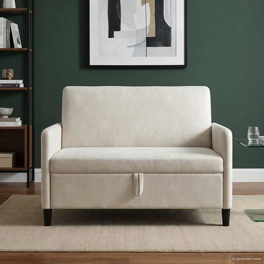 Sofa avec rangement Crème 122 x 78 x 87 cm Polyester - 3