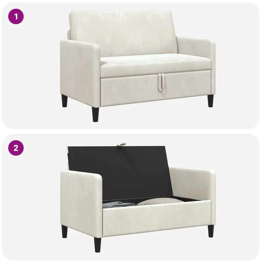 Sofa avec rangement Crème 122 x 78 x 87 cm Polyester - 6