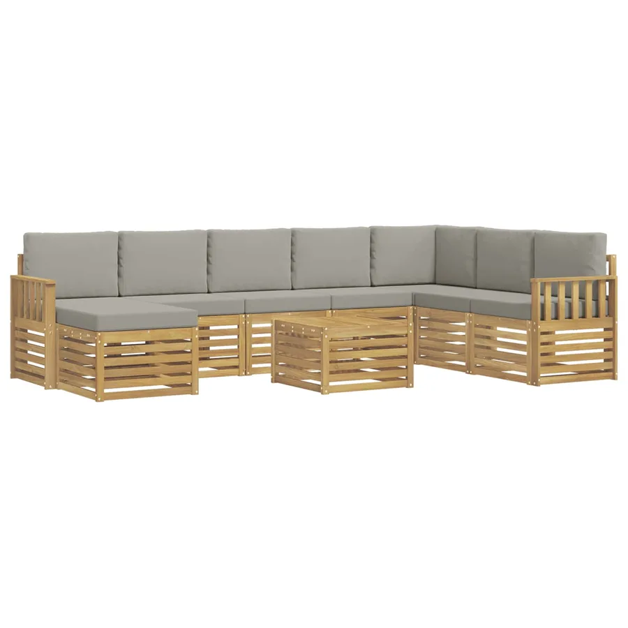 Ensemble de canapés d'extérieur 7 pcs Blanc et gris clair - 2