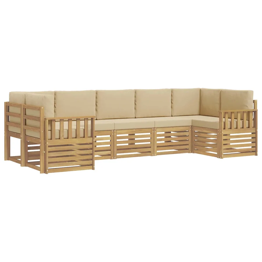 Ensemble de canapés d'extérieur 6 pcs Blanc et Beige - 2