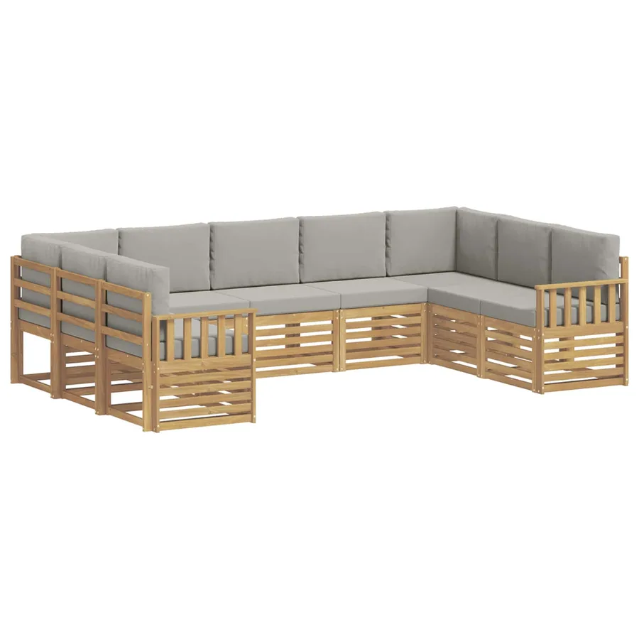 Ensemble de canapés d'extérieur 7 pcs Blanc et gris clair - 2