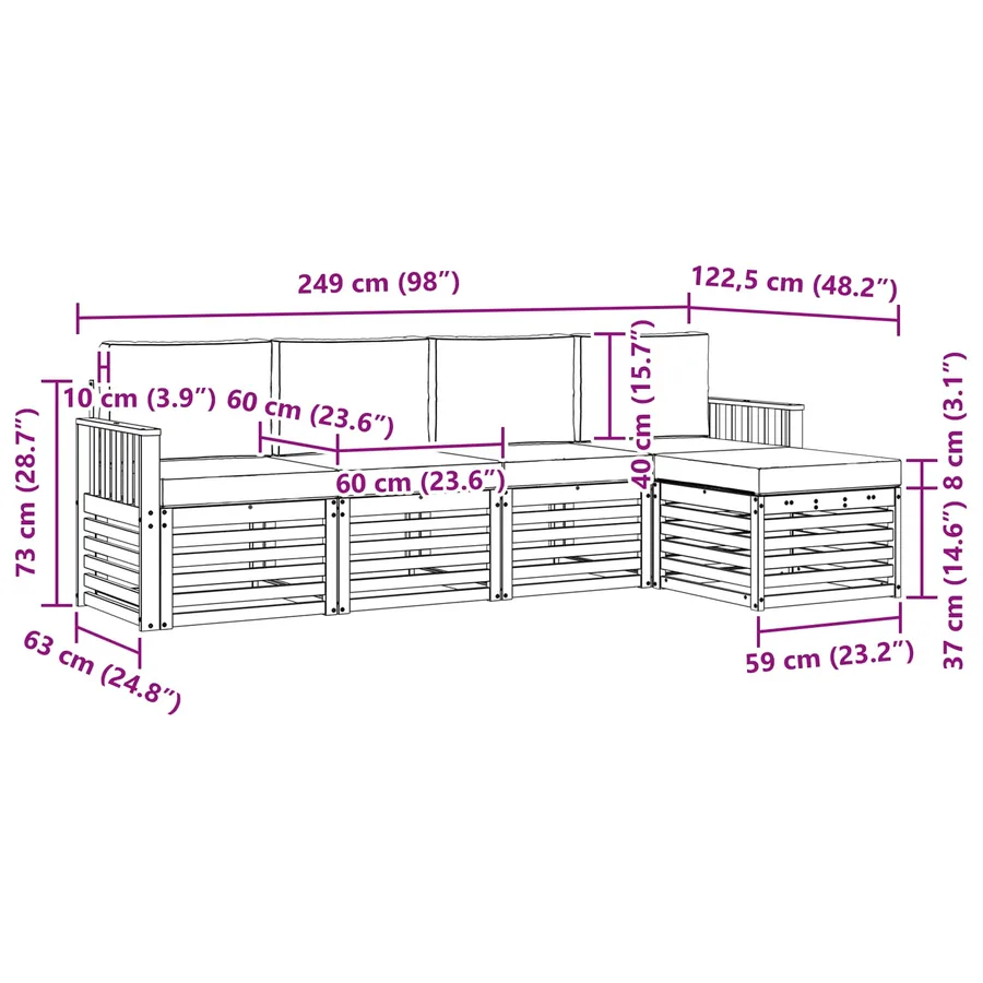 Ensemble de canapés d'extérieur 5 pcs Blanc et Beige - 6