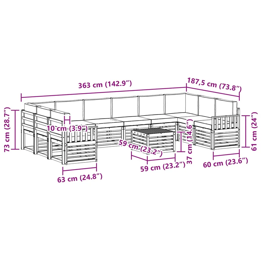 Ensemble de canapés d'extérieur 8 pcs Blanc et Anthracite - 9