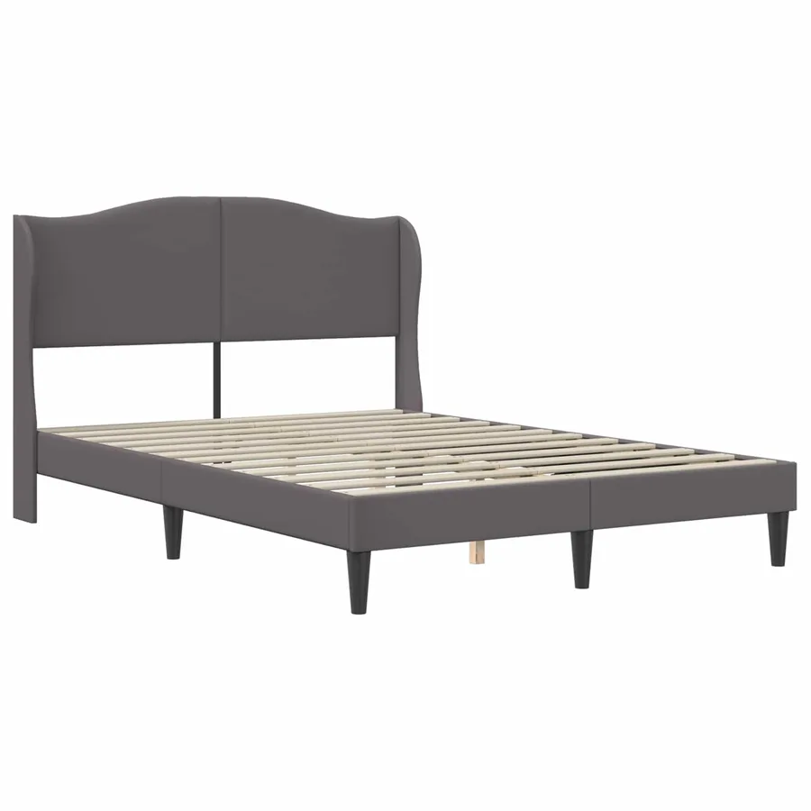 Cadre de lit avec tête de lit Gris 140 x 190 cm Simili cuir - 3