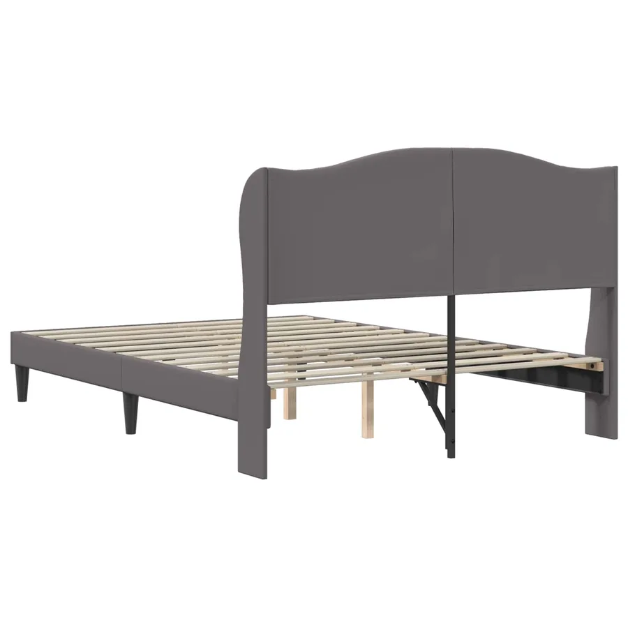 Cadre de lit avec tête de lit Gris 140 x 190 cm Simili cuir - 6