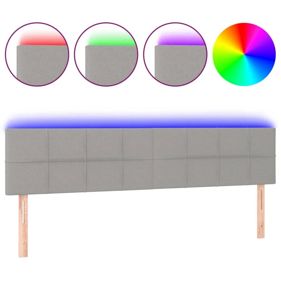 Tête de lit à LED Gris clair 160x5x78/88 cm Tissu - 2