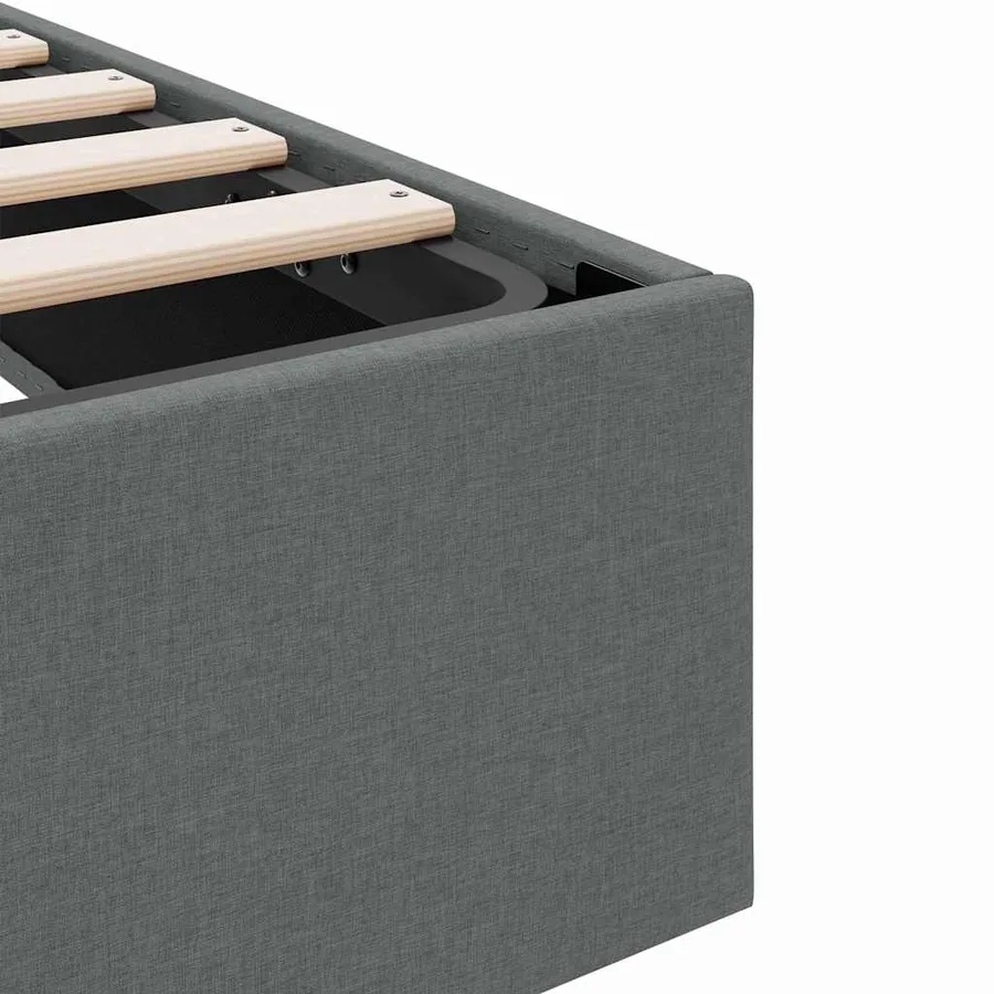 Lit de Rangement avec stockage Gris foncé 203 x 100 cm Tissu - 10