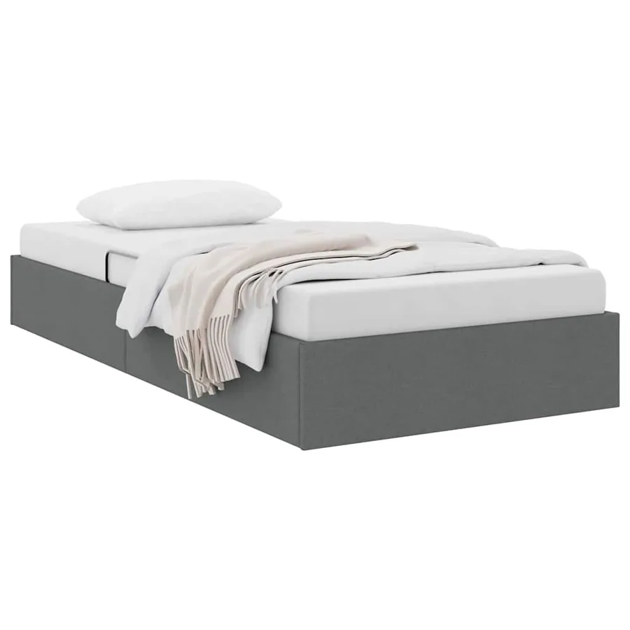 Lit de Rangement avec stockage Gris foncé 203 x 100 cm Tissu - 3