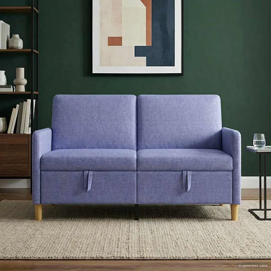 Sofa avec rangement Bleu denim 152 x 78 x 87 cm Polyester