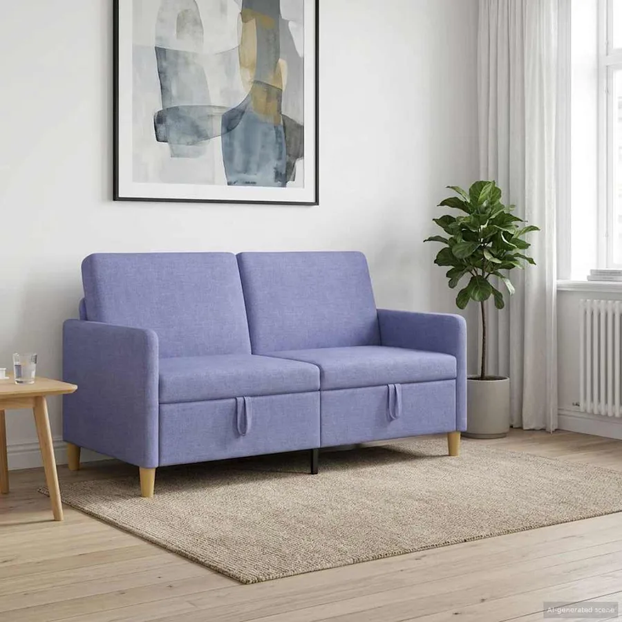 Sofa avec rangement Bleu denim 152 x 78 x 87 cm Polyester - 3