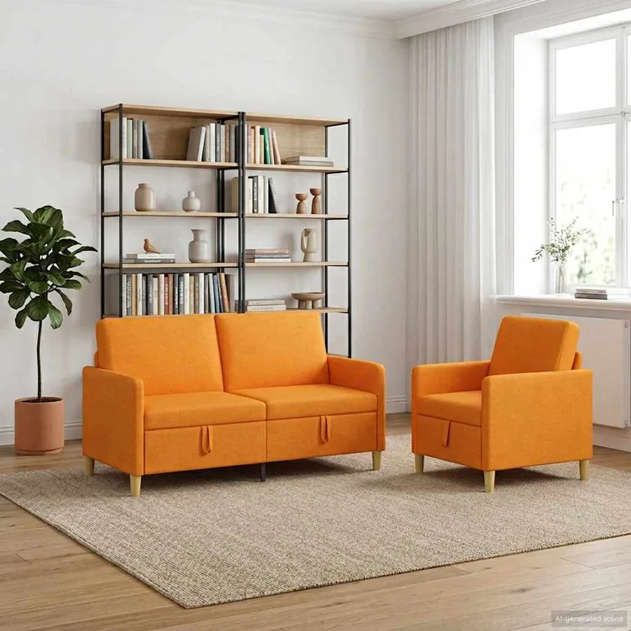 Canapé avec rangement 2 pcs Jaune foncé Polyester