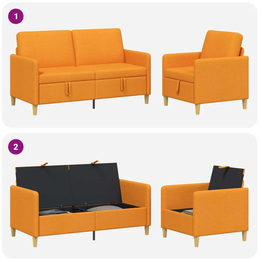 Canapé avec rangement 2 pcs Jaune foncé Polyester - 4