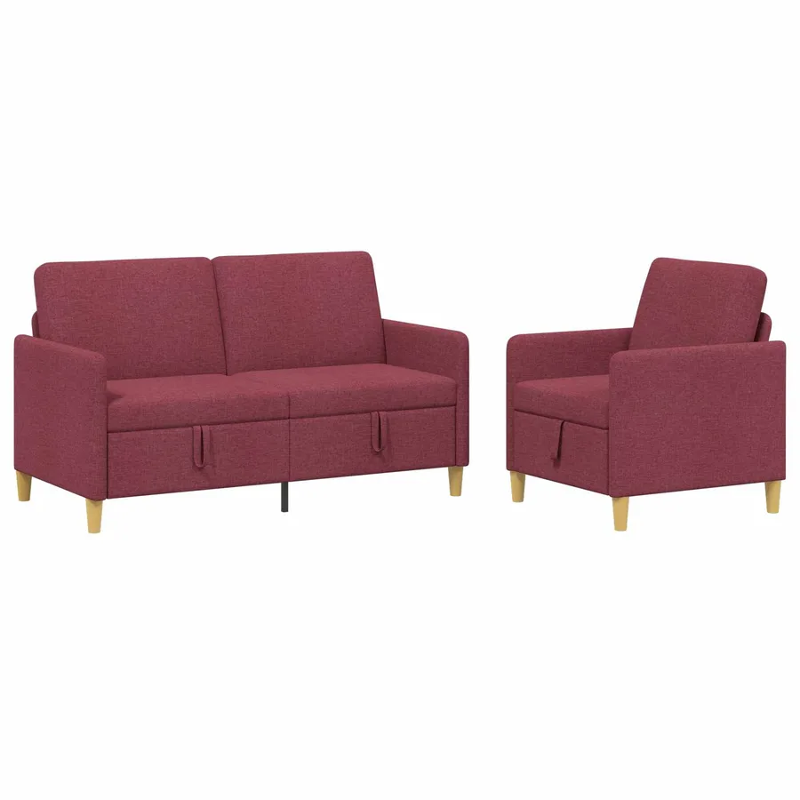Canapé avec rangement 2 pcs Bordeaux Polyester - 2