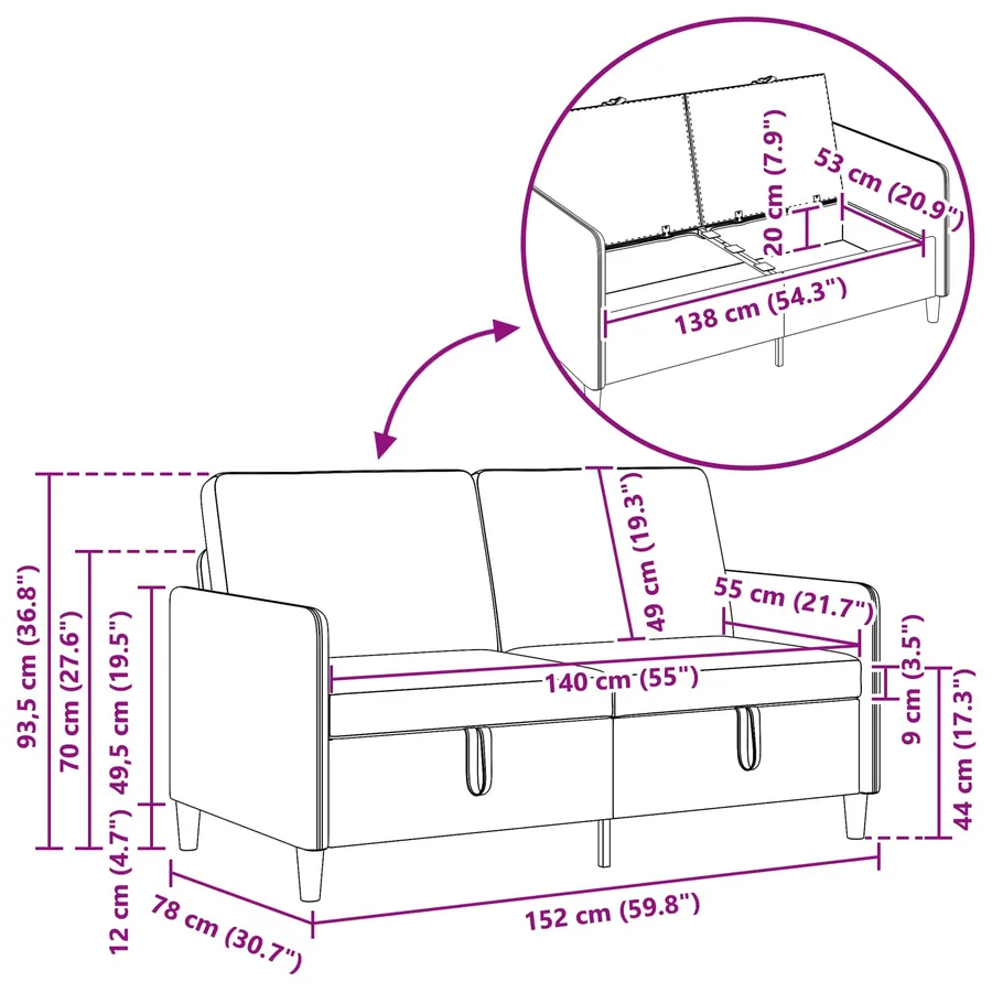 Canapé avec rangement 2 pcs Bordeaux Polyester - 5