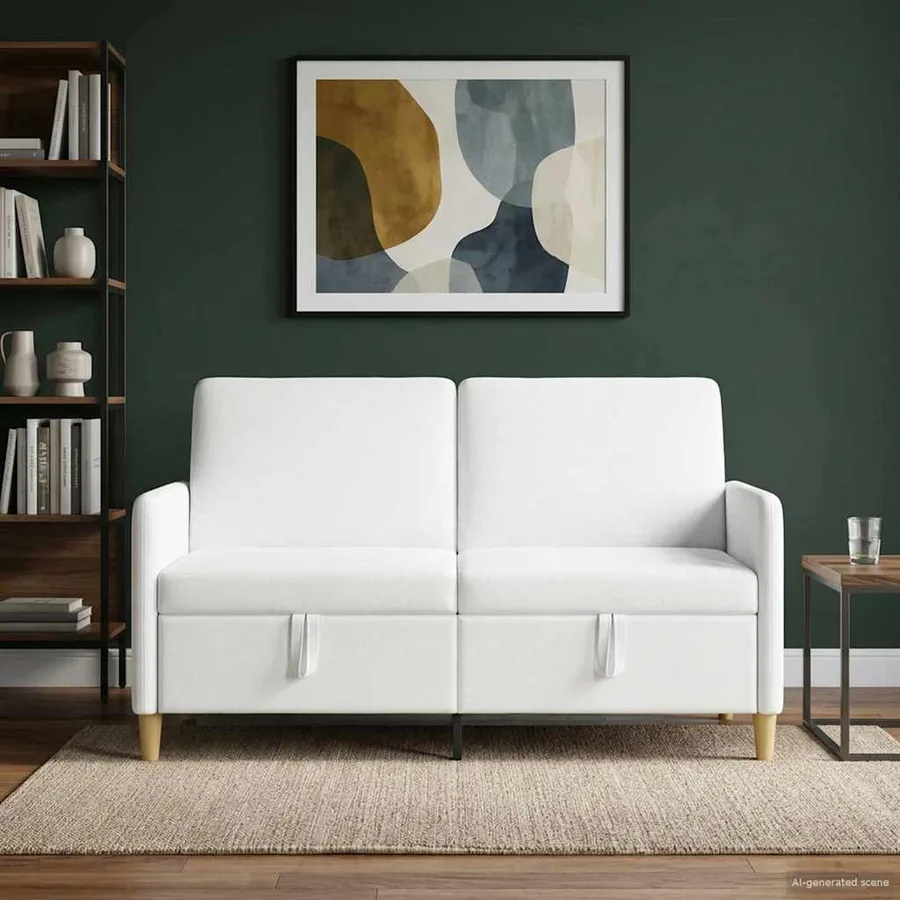 Sofa avec rangement Blanc 152 x 78 x 87 cm Polyester - 3