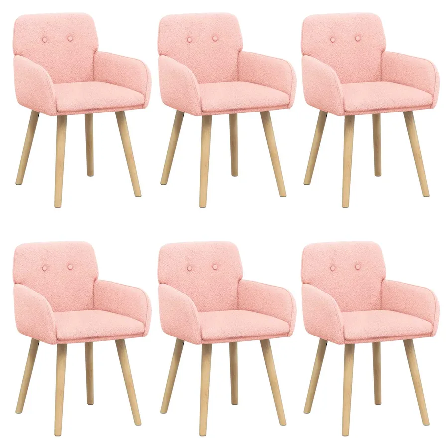 Chaises de salle à manger 6 pcs Bouclé Rose 59 x 57 x 85 cm - 2