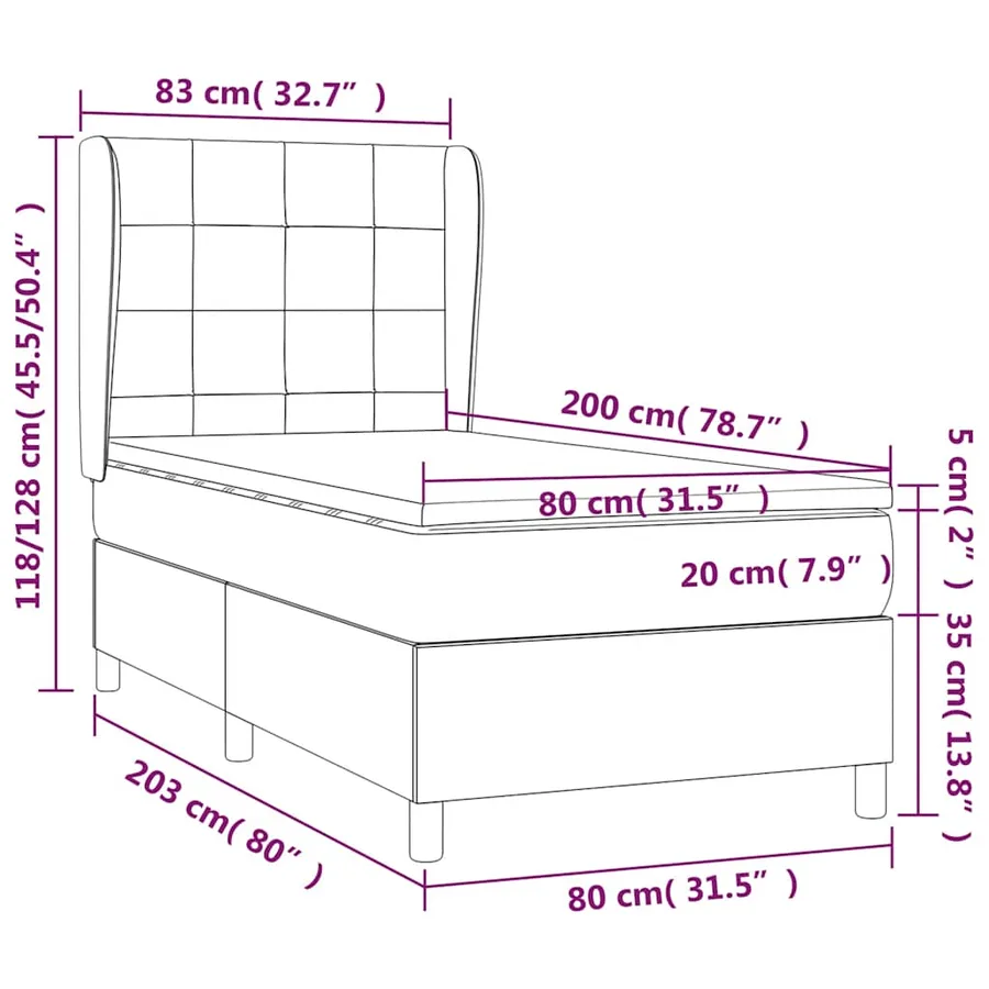 Sommier à lattes de lit avec matelas Gris clair 80x200 cm Tissu - 7