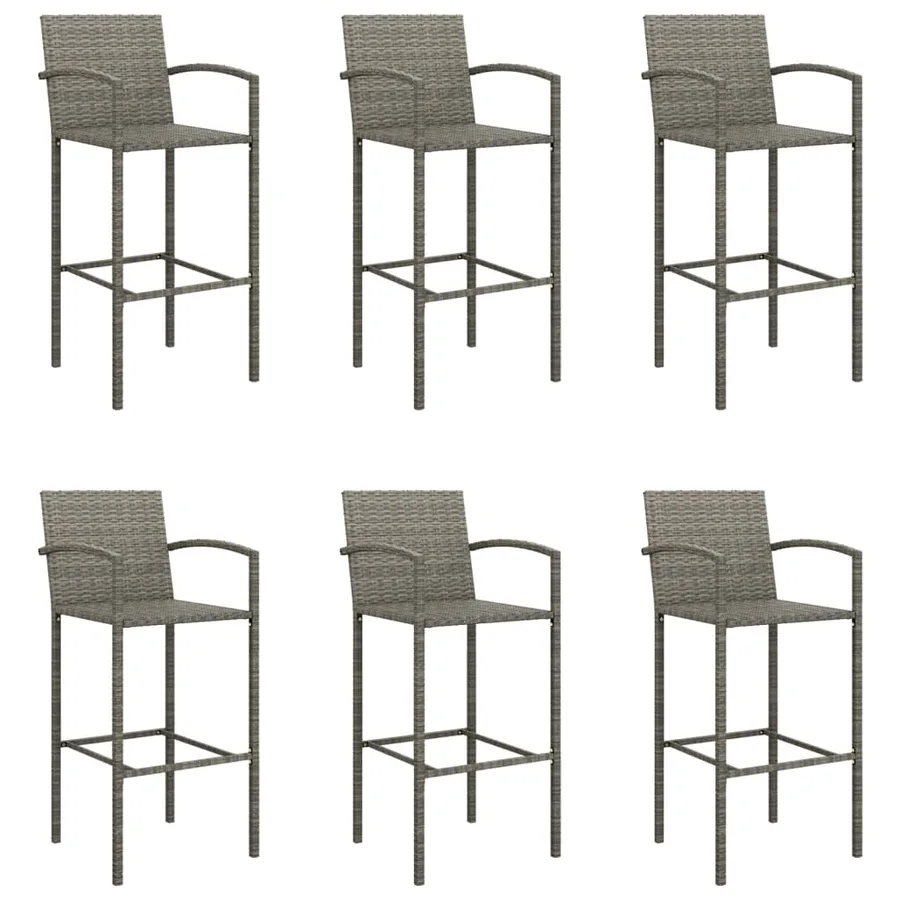 Ensemble de bar de jardin 7 pcs gris résine tressée - 4