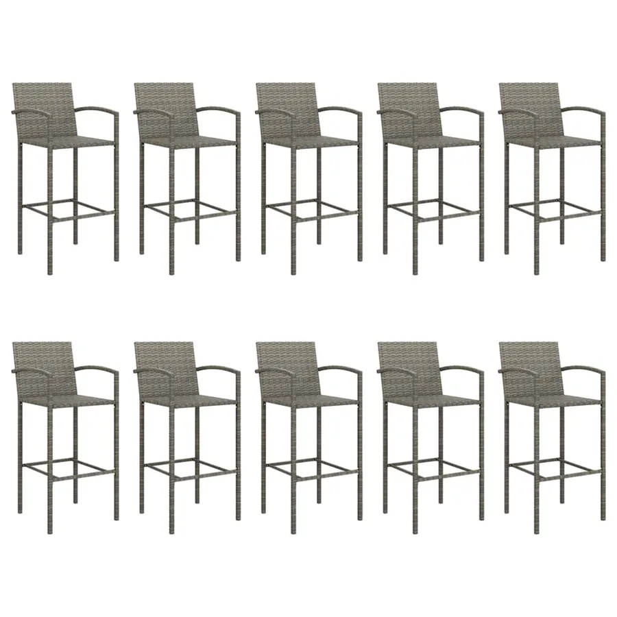 Ensemble de bar de jardin 11 pcs gris résine tressée - 4