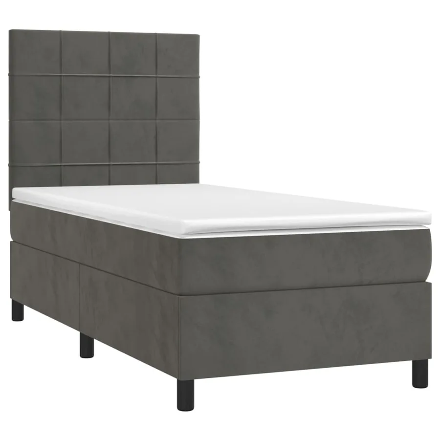 Sommier à lattes de lit et matelas et LED Gris foncé 90x190 cm - 3