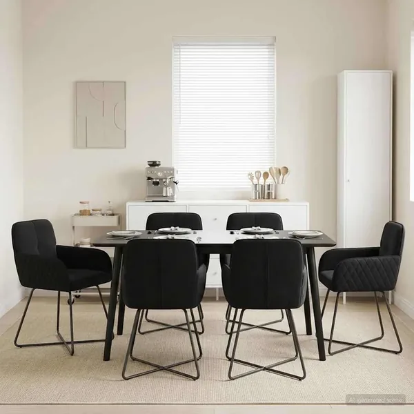 Chaises de salle à manger 6 pcs Velours Noir 59 x 56,5 x 86 cm
