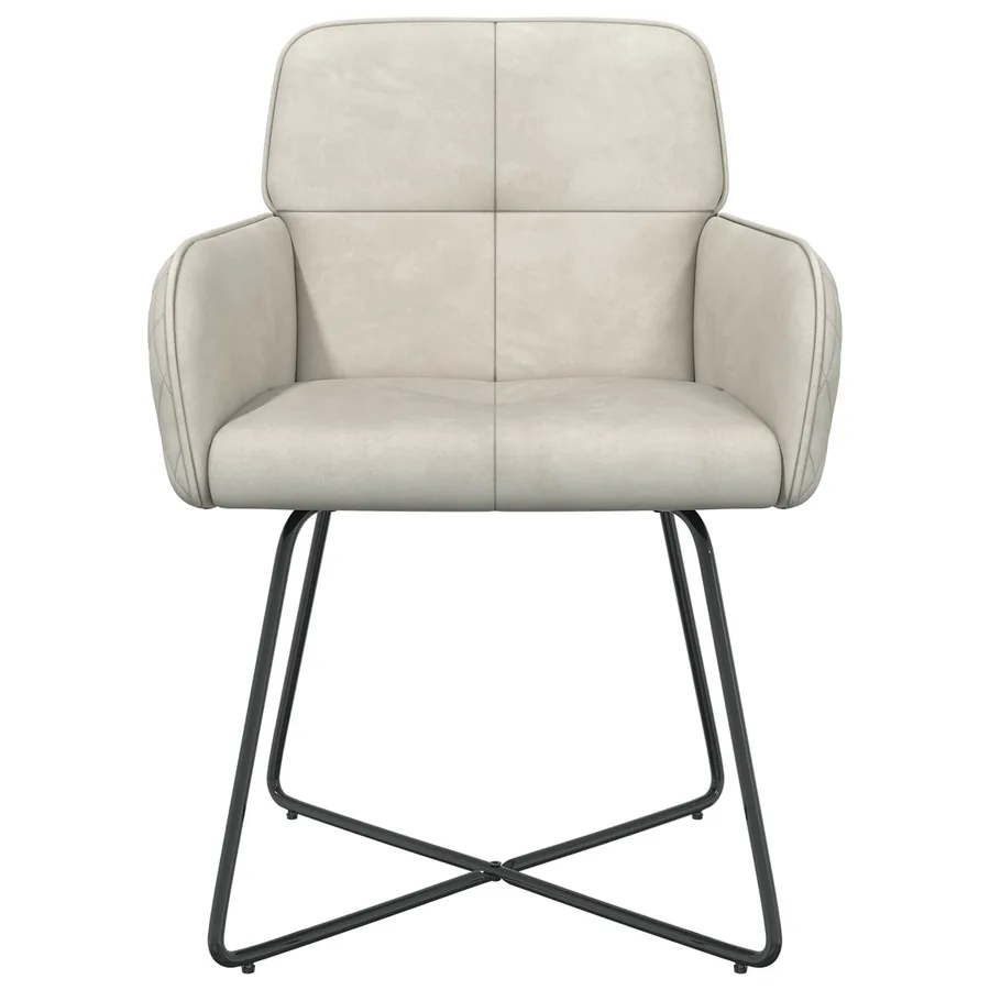 Chaises de salle à manger 2 pcs Velours Crème 59 x 56,5 x 86 cm - 3