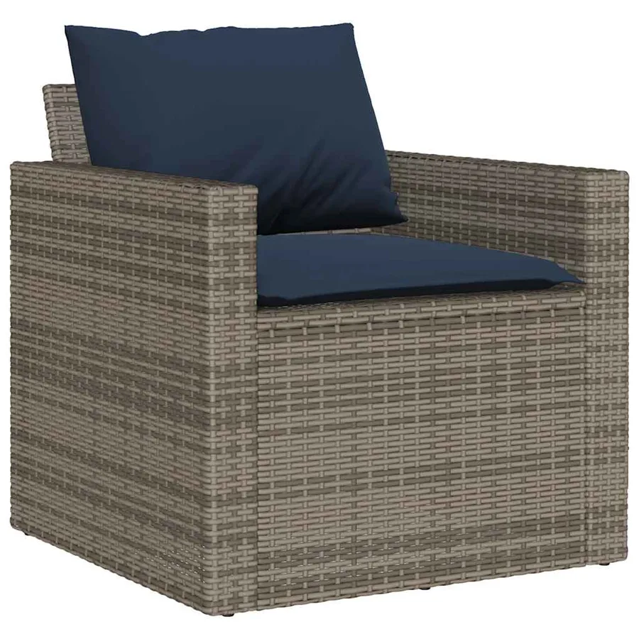 Salon de jardin 4 pcs avec coussins gris résine tressée - 4