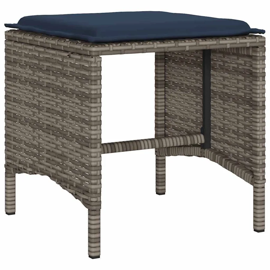 Salon de jardin 4 pcs avec coussins gris résine tressée - 5