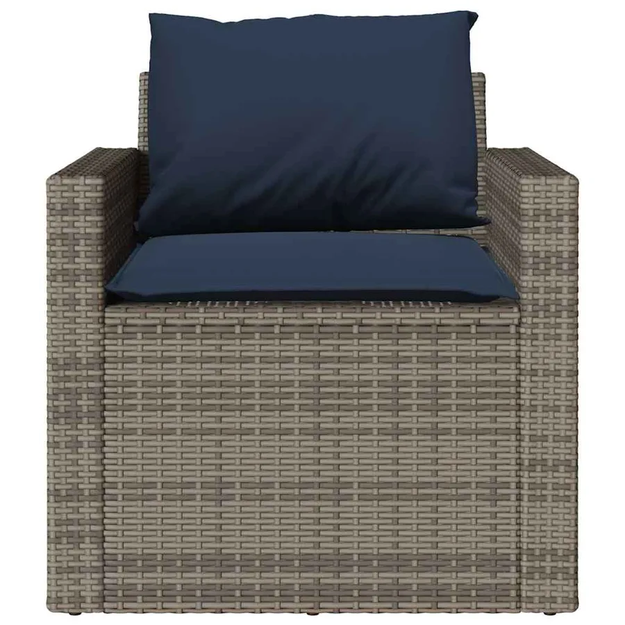 Salon de jardin 4 pcs avec coussins gris résine tressée - 6