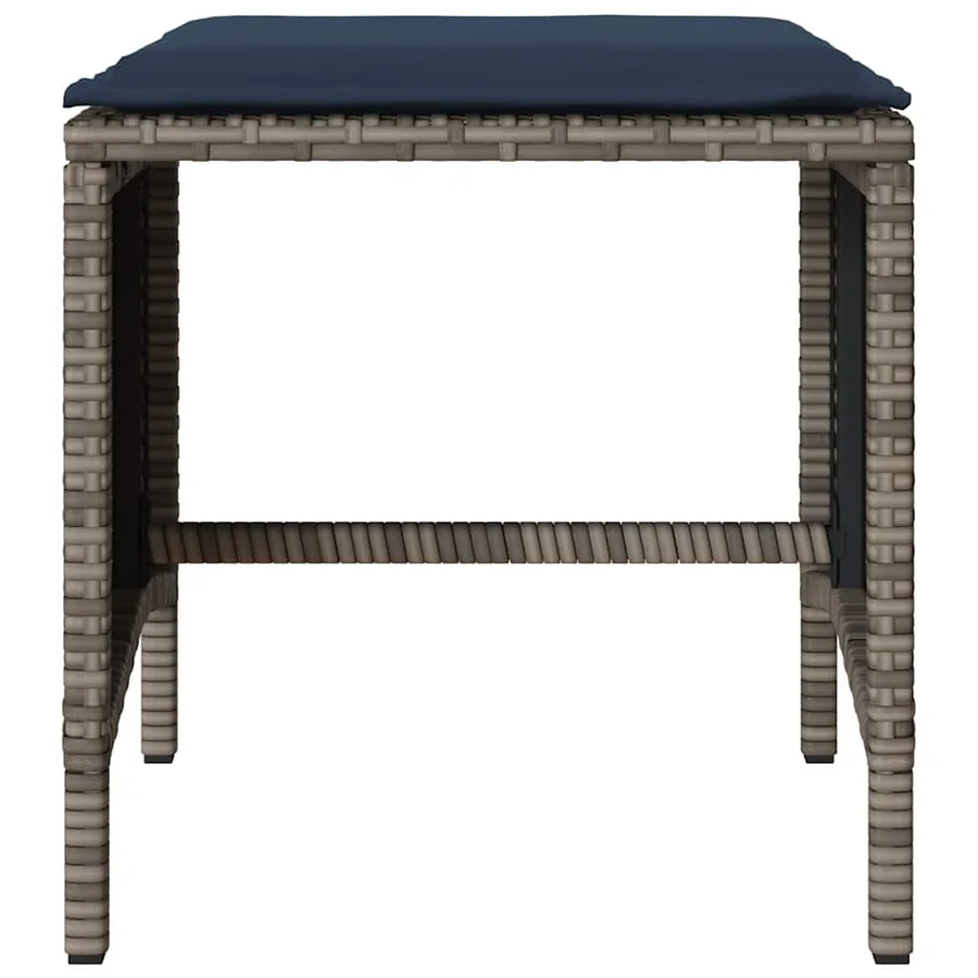 Salon de jardin 4 pcs avec coussins gris résine tressée - 7