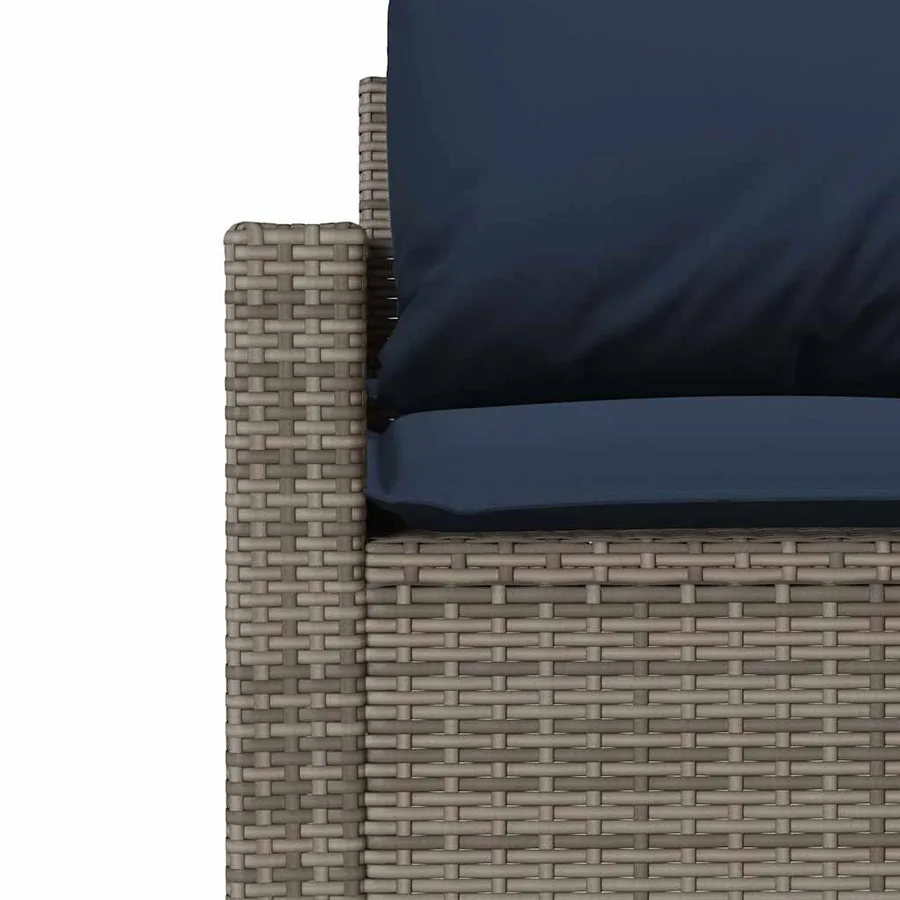 Salon de jardin 4 pcs avec coussins gris résine tressée - 8
