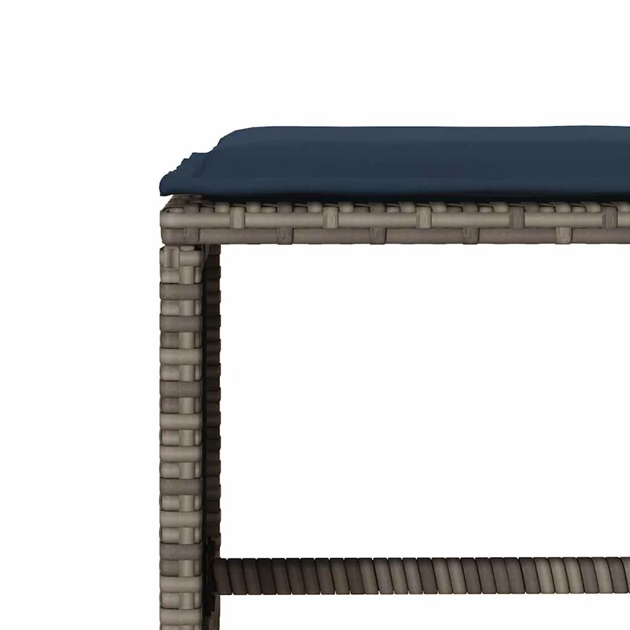 Salon de jardin 4 pcs avec coussins gris résine tressée - 9