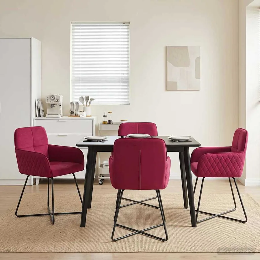 Chaises de salle à manger 4 pcs Velours Bordeaux