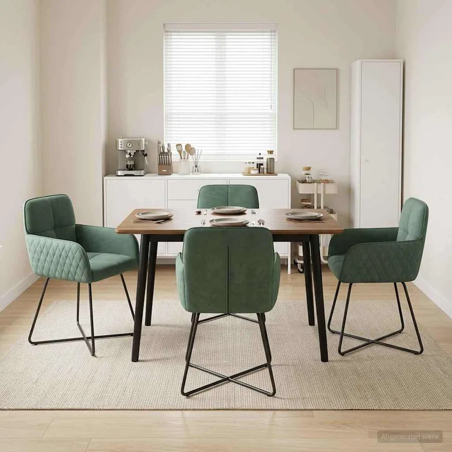 Chaises de salle à manger 4 pcs Velours Vert Mer