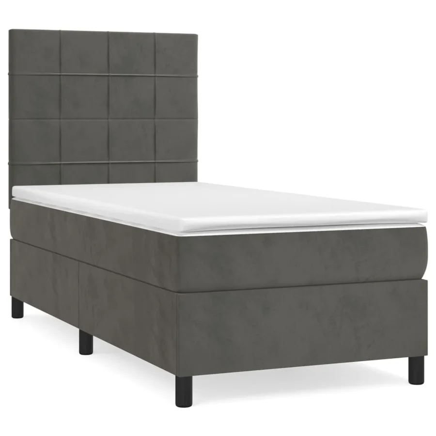 Sommier à lattes de lit et matelas Gris foncé 90x190 cm Velours - 2