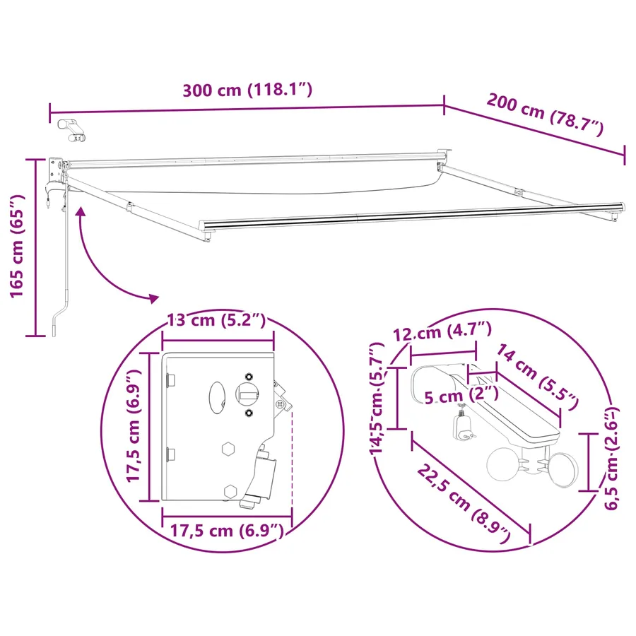 Auvent rétractable électrique Multicolore 3 x 2 m - 15