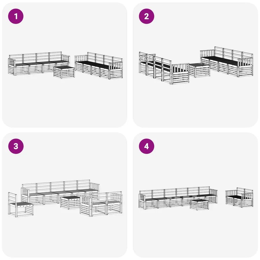 Ensemble de canapés d'extérieur 9 pcs Blanc 59 x 59 x 37 cm - 7