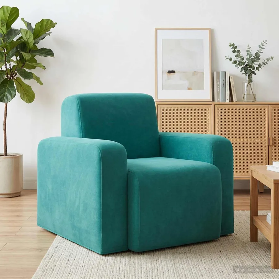 Fauteuil Turquoise Velours