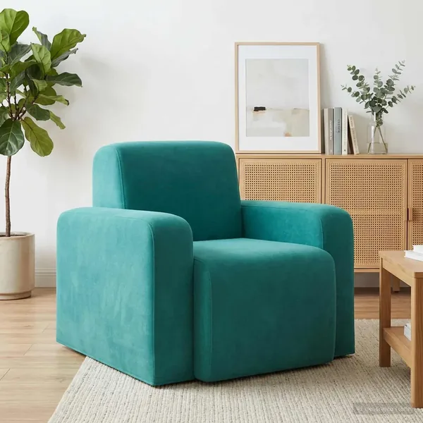 Fauteuil Turquoise Velours